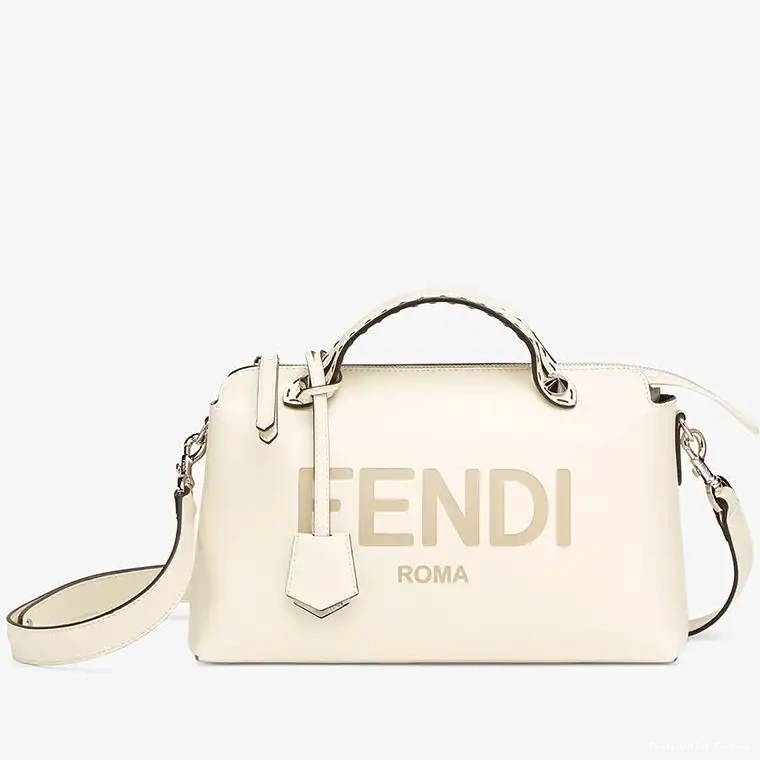 Affordable HOT Calf Bag The Way Leather Fendi Medium Boston By In Logo White ROMA 0523